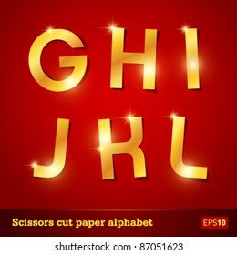 Golden alphabet for designers. Vector EPS10. No mesh.
