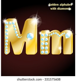 Golden Alphabet Diamonds Uppercase Lowercase Letter Stock Vector Royalty Free