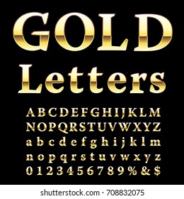 golden alphabet, fat golden letters, vector illustration