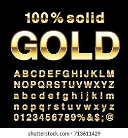 golden alphabet, fat golden letters, vector illustration