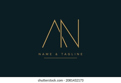 Golden Alphabet letters monogram logo AD or DA