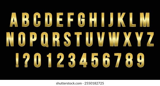 golden alphabet on black background