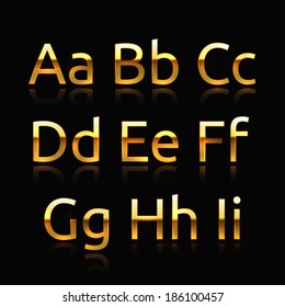 Golden alphabet set 1. Golden characters collection