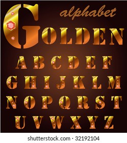 Golden alphabet with stones