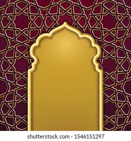 golden altar on 3d luxury islamic seamless pattern