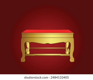 Golden altar table with red background vector