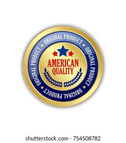 Golden American quality Original Product badge on white background