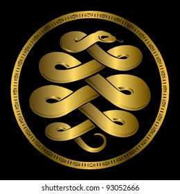 Golden Anaconda Snake Medallion - Vector Symbol