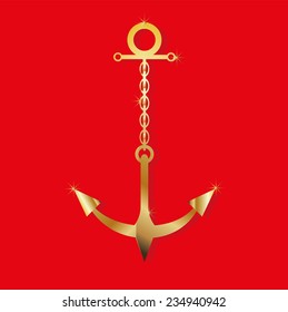 golden anchor icon vector