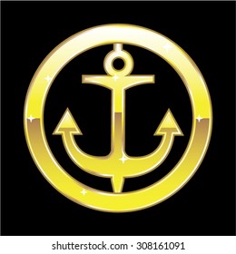 Golden Anchor Logo Vector