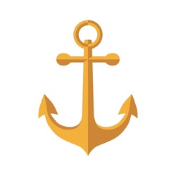 The Golden Anchor. Marine Theme. The Oldest Symbol Of Hope.  Vector Illustration Isolated On A White Background For Design And Web.