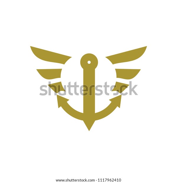 Golden Anchor Wing Logo Stock Vector (Royalty Free) 1117962410
