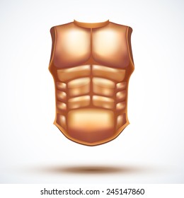 Golden ancient gladiator body armor. Vector Illustration isolated on white background.