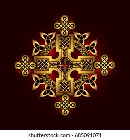 Golden Ancient pagan Scandinavian sacred symbol and ornament of the Druids