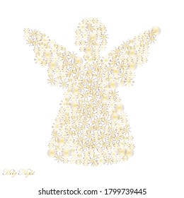 Golden Angel on a white background,  card, vector