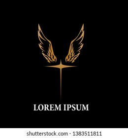 golden angel wings logo icon for Christianity symbol of Jesus Christ