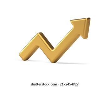 Golden Angle Arrow Up Point Positive Dynamic Trend Profit Growth Realistic 3d Icon Vector Illustration. Premium Business Profit Statistic Success Growth Top Data Economic Progress Marketing Analyzing