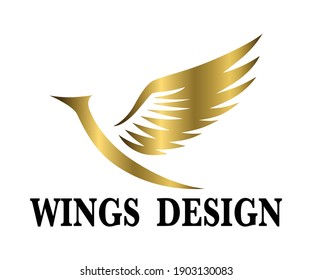 Golden animal wing logo design vector illustration suitable for branding or symbol.	
