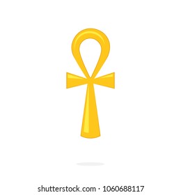 Golden ankh icon. Vector image isolated on white background