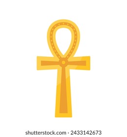 Golden Ankh symbol. Ancient Egypt symbol Ankh, Key of Life, Eternal Life, Egyptian Cross. Vector illustration