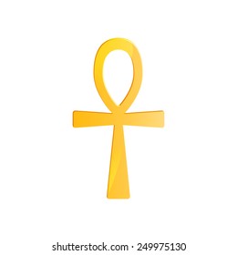 Golden Ankh symbol. Ancient egypt symbol Ankh (Key of Life, Eternal Life, Egyptian Cross). Vector illustration.