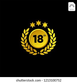  golden anniversary logo celebration with golden star and circle leaf.