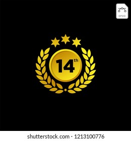  golden anniversary logo celebration with golden star and circle leaf.