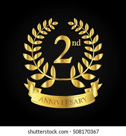 golden anniversary logo, first celebration with ribbon