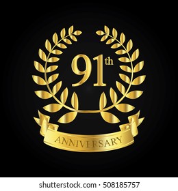 golden anniversary logo, first celebration with ribbon