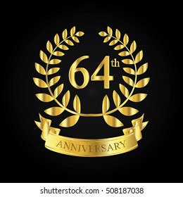 golden anniversary logo, first celebration with ribbon