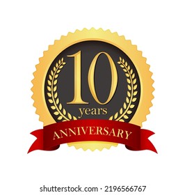 Golden Anniversary Medal Icon 10th Anniversary Stock Vector (royalty 