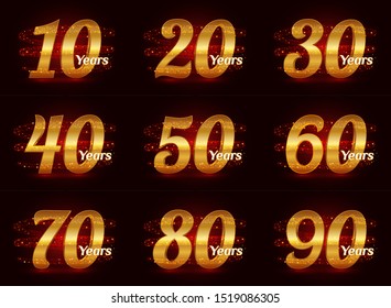 Golden Anniversary Numbers Set 3d Logo Stock Vector (Royalty Free ...