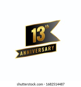 Golden anniversary premium badge logotype 13th