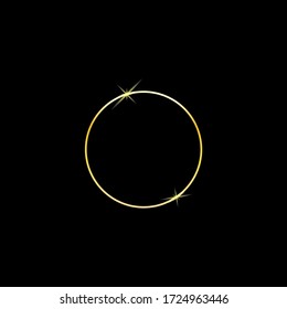 Golden annular or circular ring with sparkle in black background
