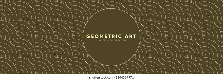 Golden Antique Aesthetic Background. Gorgeous, Geometric, Seamless Pattern of Japanese Influence.	