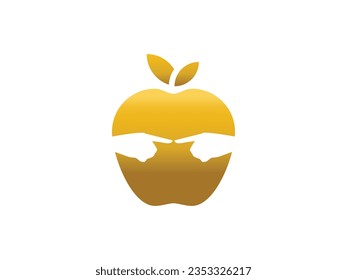 Golden apple logo design, apple in vector logo