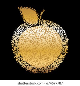 Golden apple on a black background