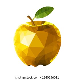 Golden Apple Polygon Design. Crystal Like Great Looking Golden Apple Vector Design. 