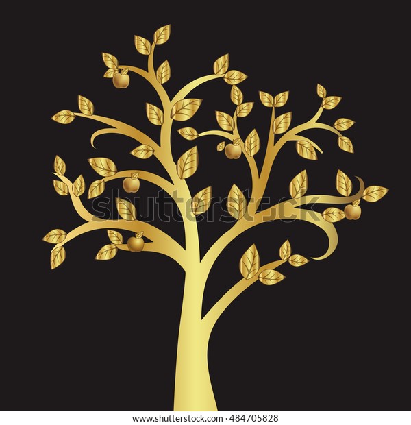 Golden Apple Tree Stock Vector Royalty Free