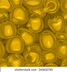 Golden apples seamless background