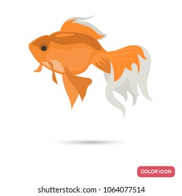Golden aquarium fish color flat icon