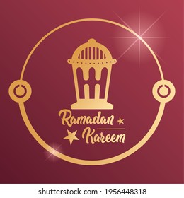 Golden arab lamp silhouette. Ramadan Kareem poster - Vector illustration