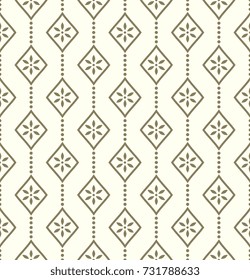 Golden arabesque floral pattern. Seamless lattice background. Oriental geometric ornament. Decorative flower lace printing block. Textile fabric all over vector design.