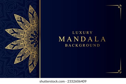 Golden arabesque mandala design background vector illustration