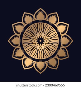 Golden arabesque pattern gold color Mandala Design background vector template