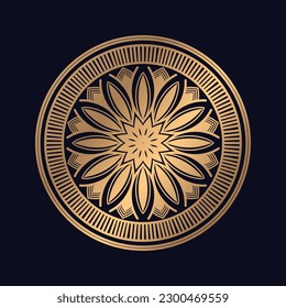 Golden arabesque pattern gold color Mandala Design background vector template
