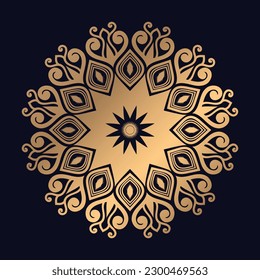 Golden arabesque pattern gold color Mandala Design background vector template