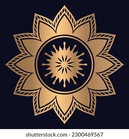 Golden arabesque pattern gold color Mandala Design background vector template