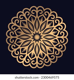 Golden arabesque pattern gold color Mandala Design background vector template