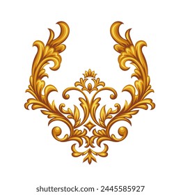 Golden arabesque for posters, stationery, placards, logo, invitations, banners, badges and home decor